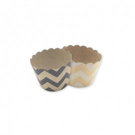 Cupcake Vormpjes Karton Met ZigZag strepen - 12 Stuks