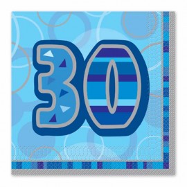 16 Servetten 30 jaar oud Blauw