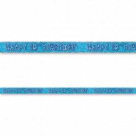 Poster Gelukkige Verjaardag 18 Jaar Blauw glitter