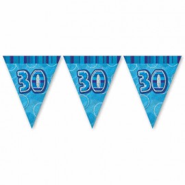 Banderín 30 Años Azul Glitz