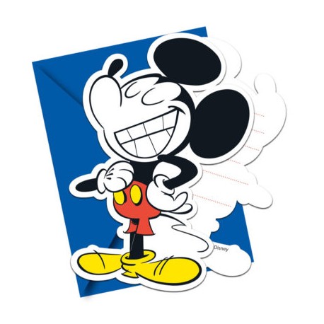 6 Mickey Super Cool-uitnodigingen