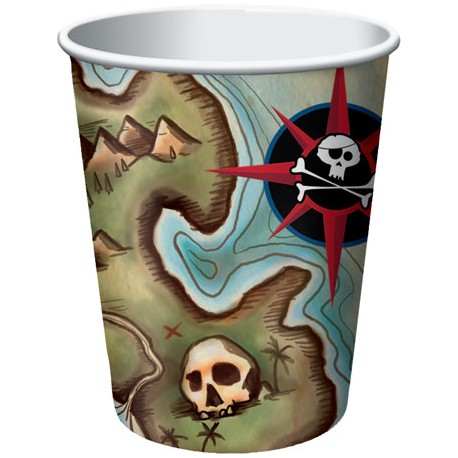 8 Vasos Barco Pirata 266 ml