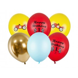 Auto Happy Birthday Ballon - 6 stuks (30 cm)