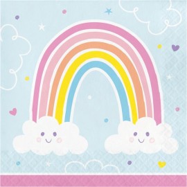 Blije Regenboog Servetjes - 16 stuks (33 cm)