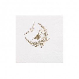 16 Duiven en Ringen Zalm Servetten 33 cm