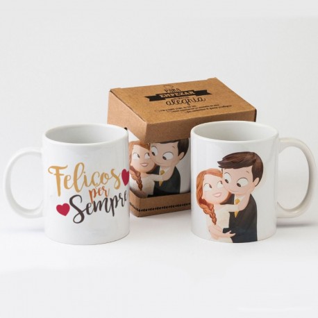 Taza Cerámica Novios Pop & Fun Caricia