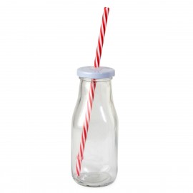 Glazen fles met witte top met schenktuit 6 x 15 cm