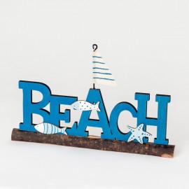 Letrero Madera Beach 20 x 12 cm