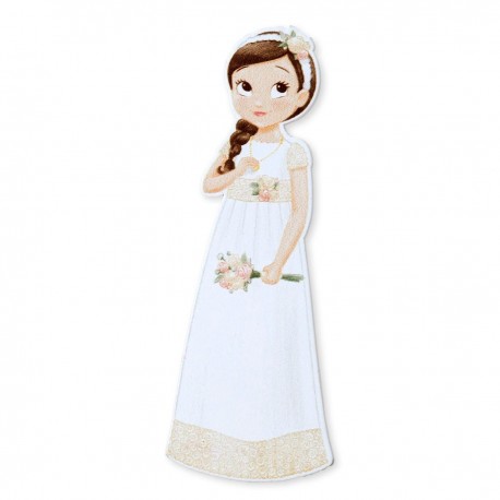 Figura 2D Adhesiva Niña Comunión Romántica 11 cm