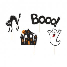 'Booo' Halloween Foto Props - 4 Stuks