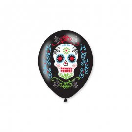 6 Globos Látex Día de los Muertos