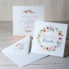 25 Invitaciones para Bodas Corona de Flores con Sobre