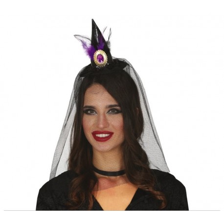 Diadema Gorro Bruja Con Velo