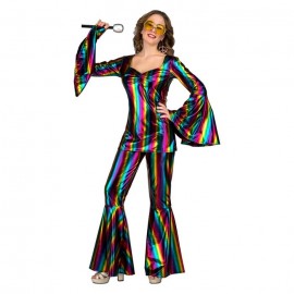 Regenboog Disco Jumpsuit Kostuums voor Volwassenen