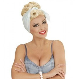 Peluca de Pin Up Rubia con Foulard