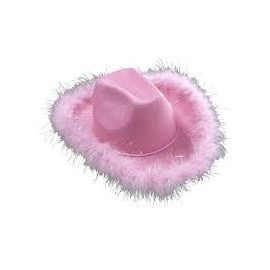 Sombrero de Vaquera Rosa con Plumas