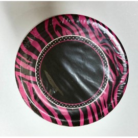 Roze Zebra Bordjes - 8 stuks (18 cm)