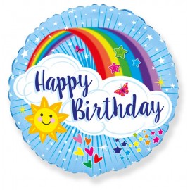 Happy Birthday Regenboogballon - (45 cm)