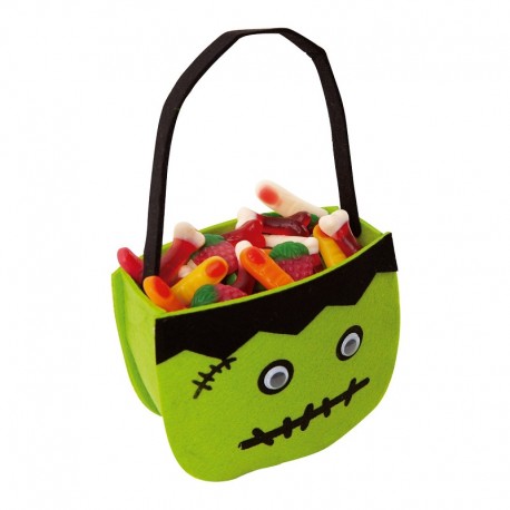 Bolso Porta Caramelos Frankenstein Fieltro Con Ojos Moviles