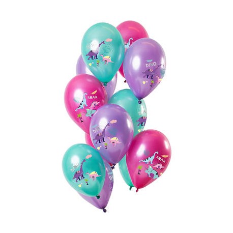 Bouquet de Globos 12 uds Dinosaurios Rosas 30 cm