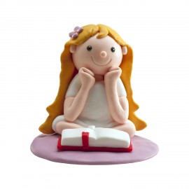 Figura Comunión Niña Leyendo Biblia Clay 8 Cm