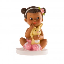 Figura Bautizo Niña Sentada Conejito 10 Cm