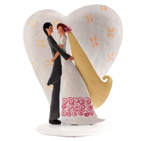 Figura Boda Metal Corazón 18 Cm