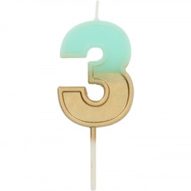 Kaars Cijfer 3 Twee Kleuren 5 cm