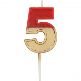 Kaars Cijfer 5 Dubbele Kleur 5 cm