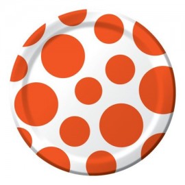 Polka Dots Borden - 8 stuks 18 cm Oranje