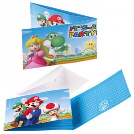 Super Mario Uitnodigingen met Enveloppe - 8 stuks
