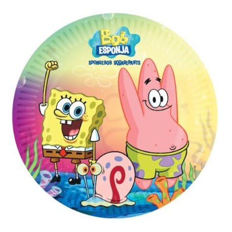 8 Platos Bob Esponja 18 cm