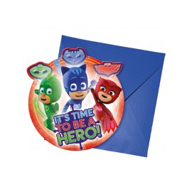 Pj Masks Uitnodigingen met Envelop - 6 stuks