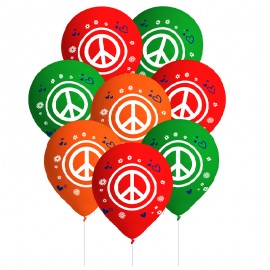 8 Globos Látex Hippie