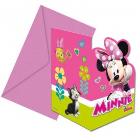 Minnie Mouse Roze Uitnodigingen - 6 stuks