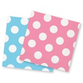 16 Servetten Met Wiite Polka Dots 33 cm