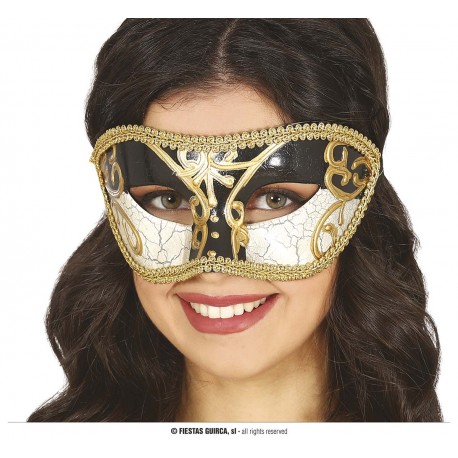 Antifaz Veneciano Blanco Y Negro