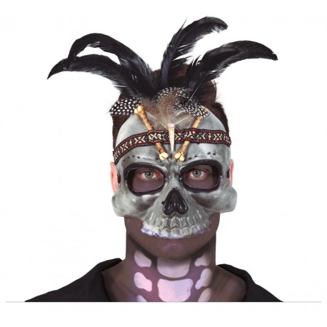 Máscara Voodoo Con Plumas Pvc