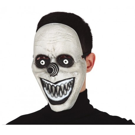 Máscara Payaso Sonriente Gris Pvc