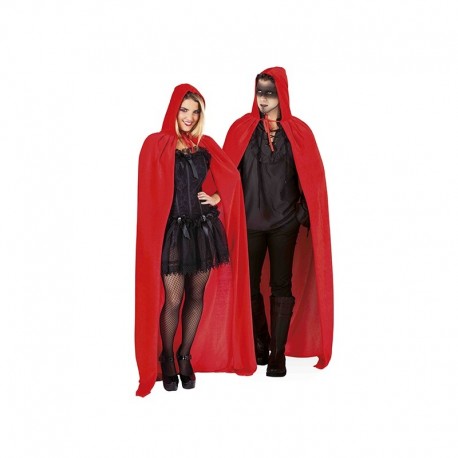 Capa Roja Con Capucha Efecto Terciopelo Adulto