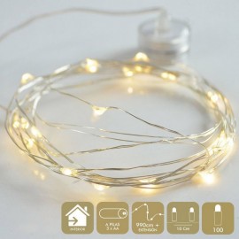 Slinger van 100 LEDS gele kerstkleur Afstand tussen bollen 10cm Uitval 990cm