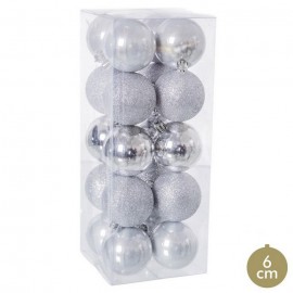 20 Gemengde Zilveren Plastic Ballen 6 X 6 X 6 Cm
