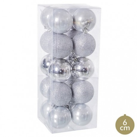 20 Gemengde Zilveren Plastic Ballen 6 X 6 X 6 Cm