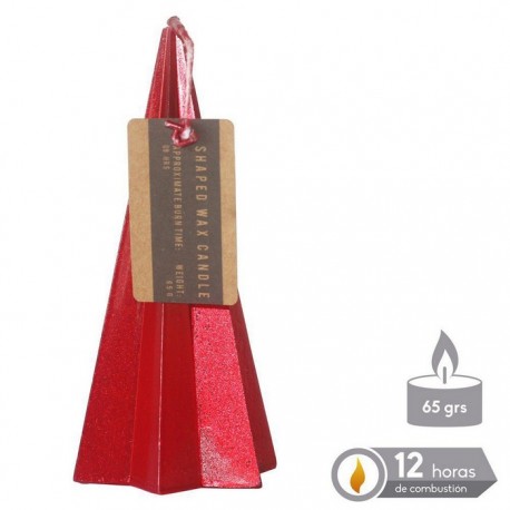Rode Metallic Kerst Piramide Kaars 5.50 X 11 Cm