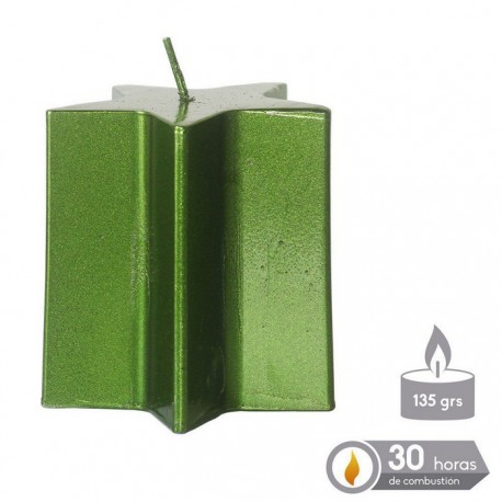 Kerst Metallic Groene Ster Kaars 7 X 7.50 Cm