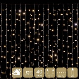 Gordijn 480 Gele Leds 40 Strips van 12 Leds per Strip