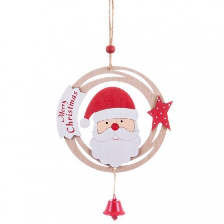 Houten Kerstman Cirkel Hanger 26 X 12 X 0.50 Cm