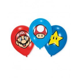6 Super Mario Bros Latex Ballonnen 27 cm