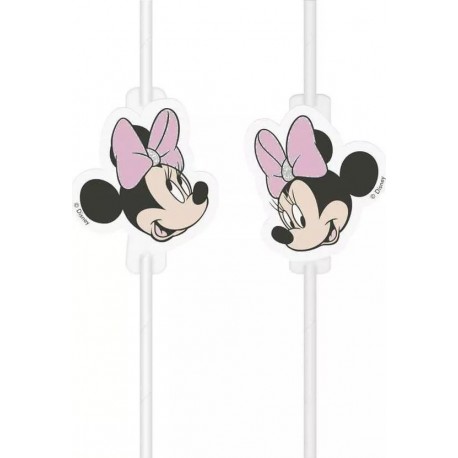 Roze Minnie Mouse Medaillon Rietjes 6 stuks bestellen 