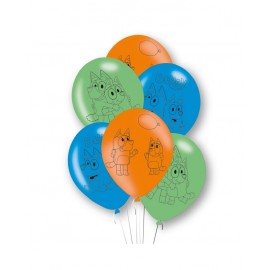 6 Bluey Latex Ballonnen 27 cm